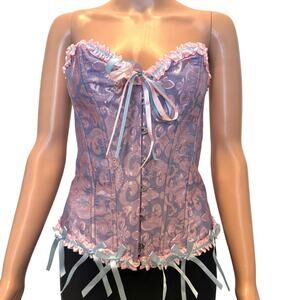 new pink purple small lace back hook front corset bustier BC 2849